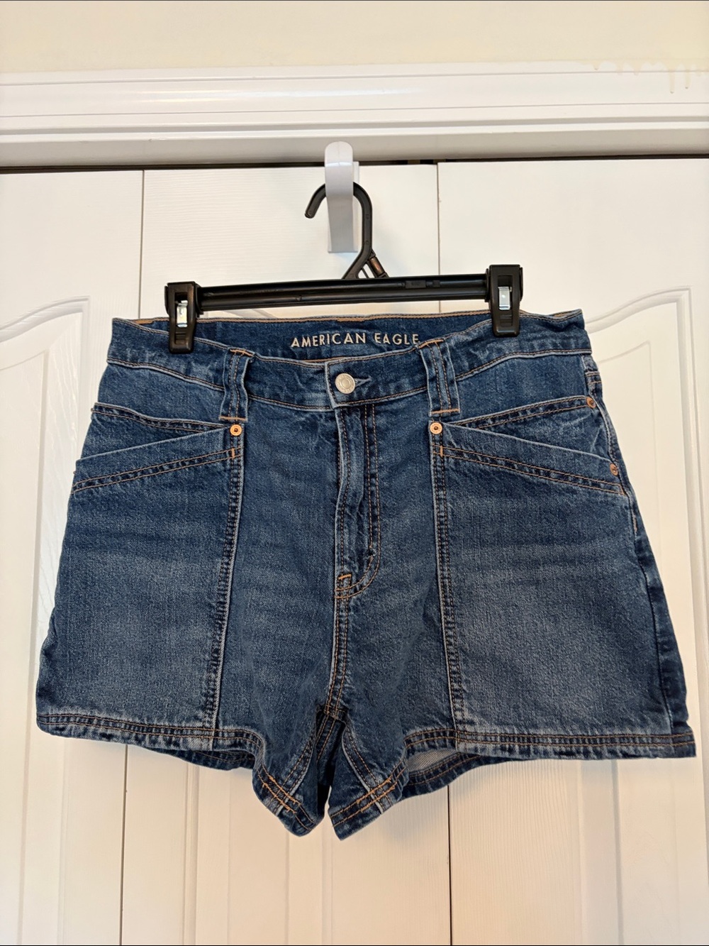 American Eagle Outfitters Dark Blue High-Rise Denim Shorts